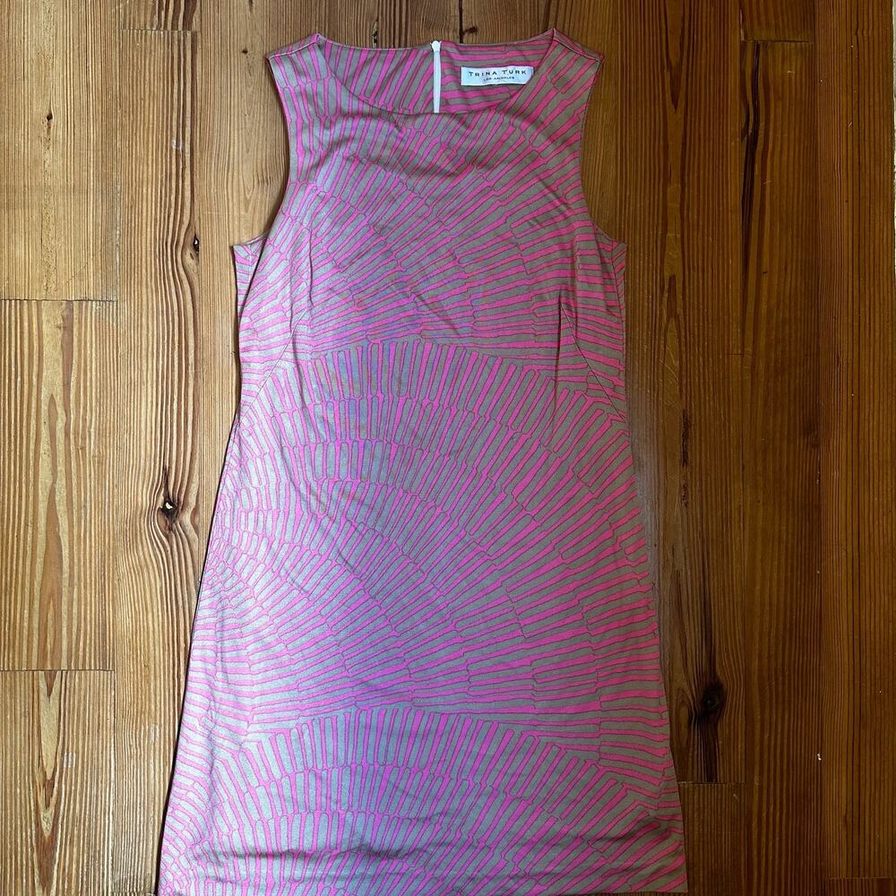 Trina Turk pink beige pattern sleeveless silk dress SIZE 4/6